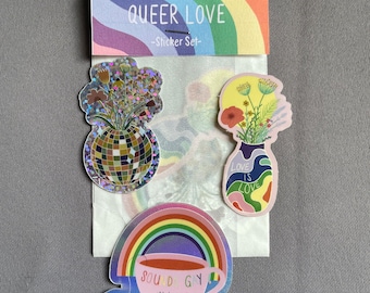 Conjunto de pegatinas "Amor queer" - Orgullo LGBTQIA