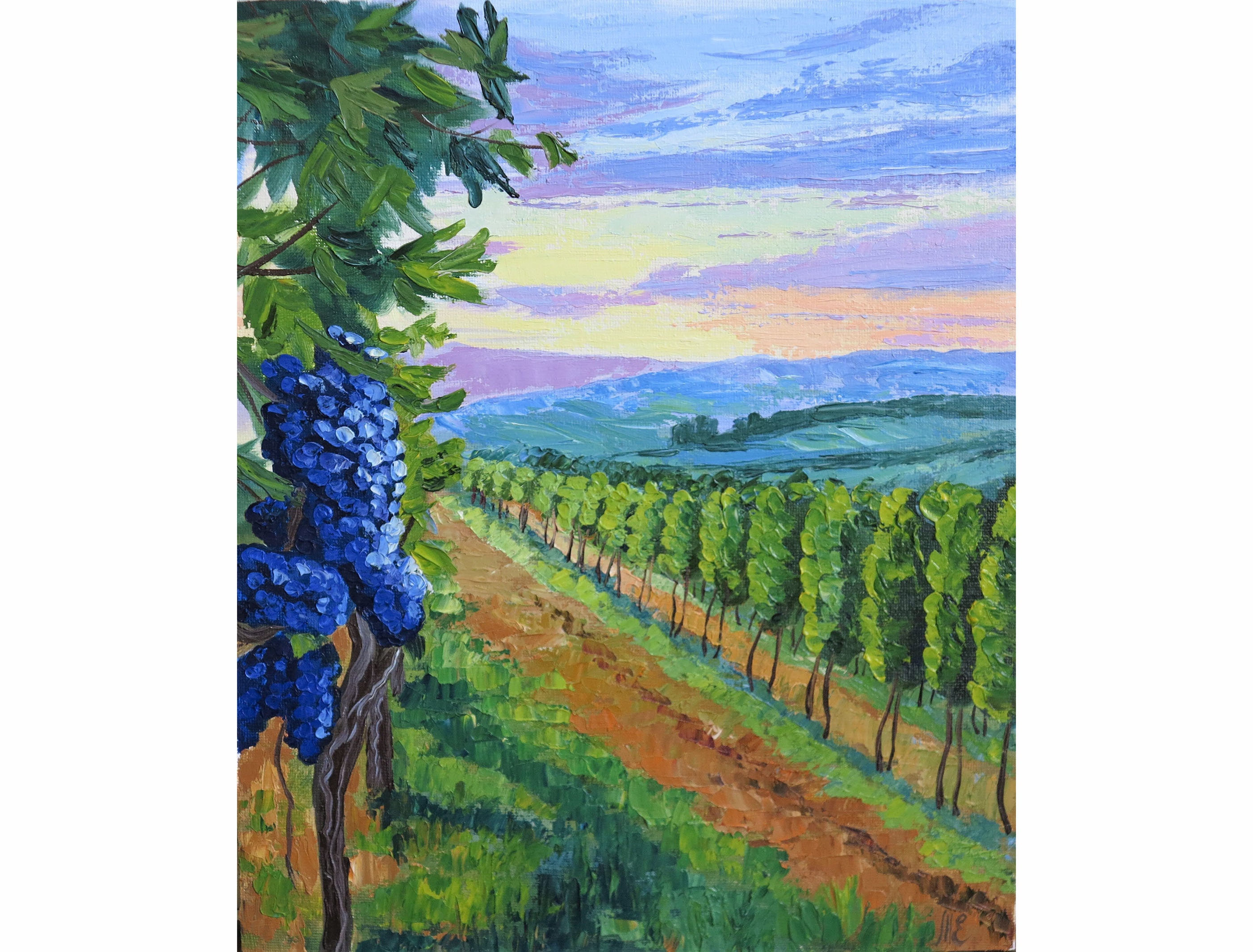 Vineyard Vines Original Art Vineyard Oil Painting California Etsy