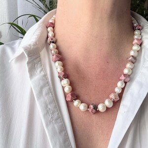 Pink Opal Baroque Pearl Necklace, Sterling Silver, Menopause Support, Second Blooming