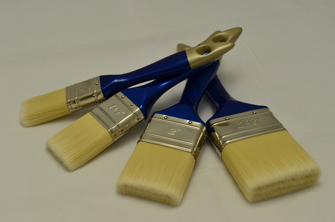 Set of 4 Synthetic Bristle Paint Brushes. Fine Split End Bristles