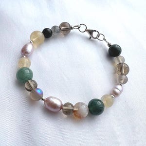 Bracelet en perles roses et citranite | Bijoux de soutien en argent pour la ménopause