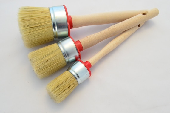 55 40 30 Paint Brush Set of Three. Shabby Chic Chalk Paint. Pure Bristle  Mix Round Paint Brushes. Furniture Renovation. Waxing. 