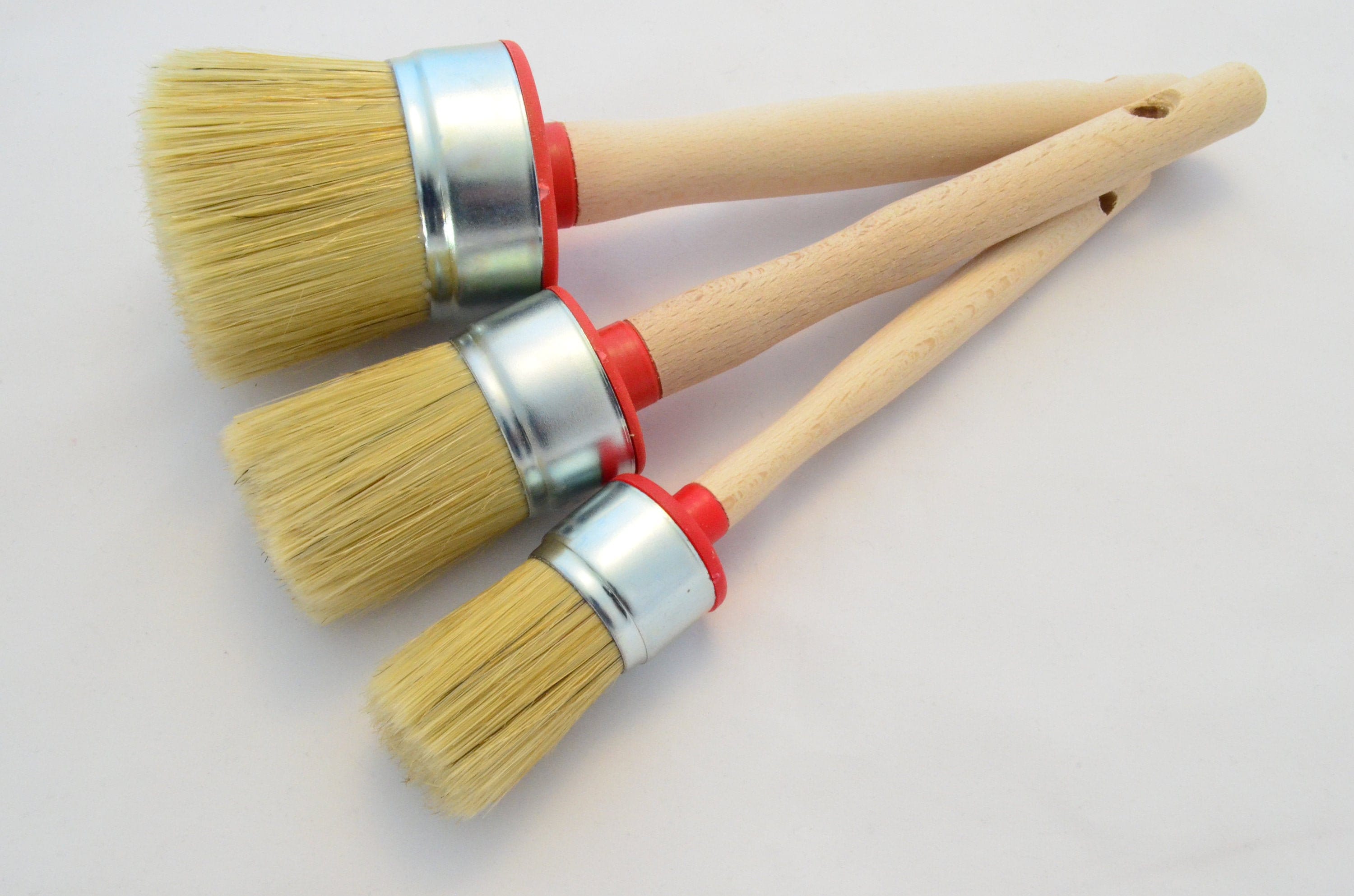1 French Wood Paint Brush, Industrial Decor, Round Brush, Wood