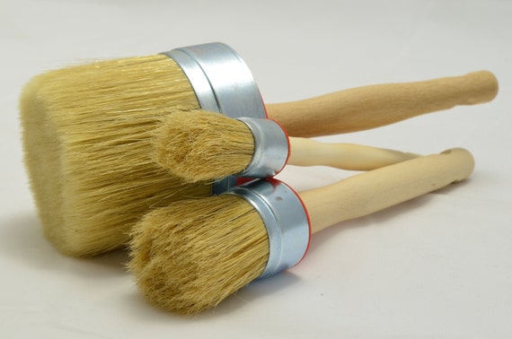 55 40 30 Paint Brush Set of Three. Shabby Chic Chalk Paint. Pure Bristle  Mix Round Paint Brushes. Furniture Renovation. Waxing. 