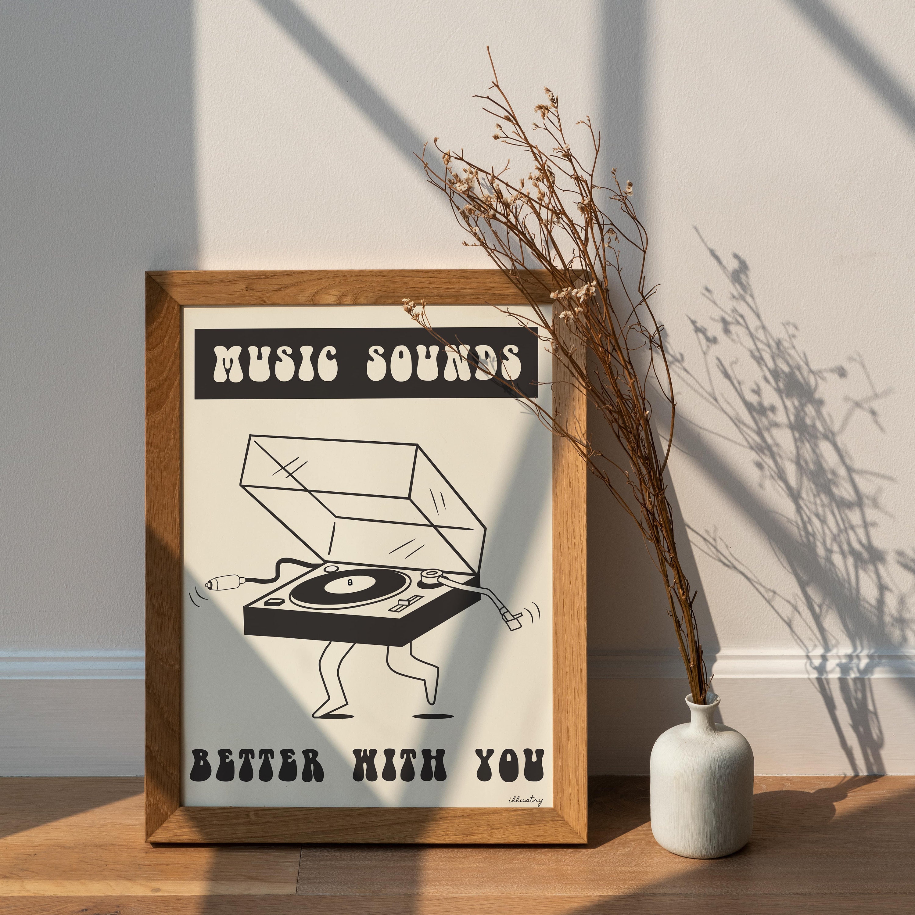 Music Sounds Better With You' Record Player Lyrics Song Etsy UK
