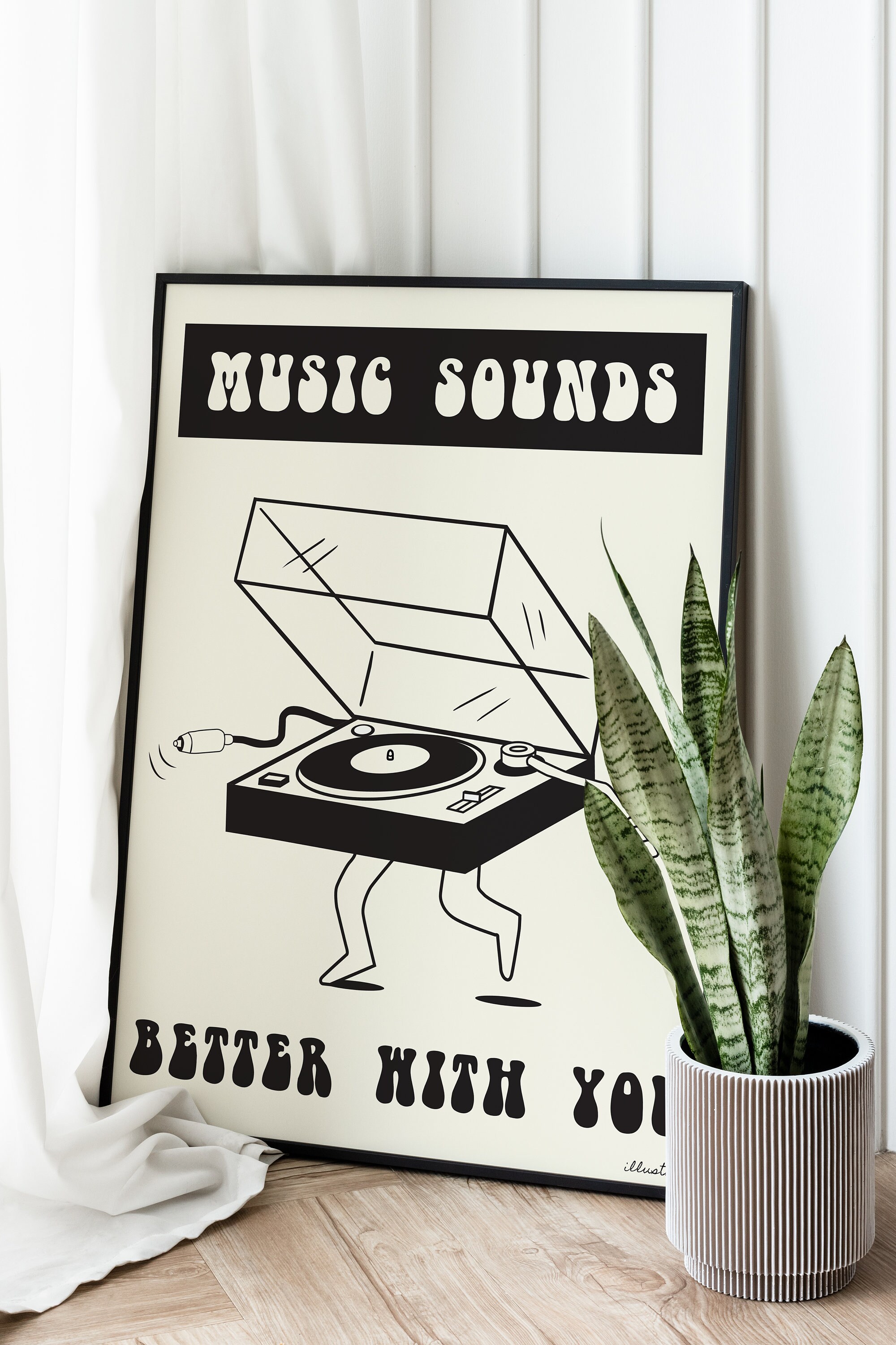 Music Sounds Better With You' Record Player Lyrics Song Etsy UK