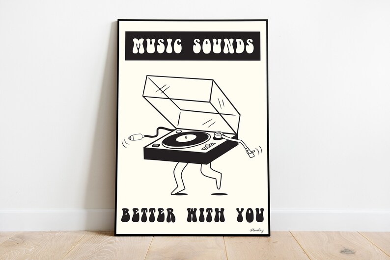 Music Sounds Better With You' Record Player Lyrics Song Etsy UK