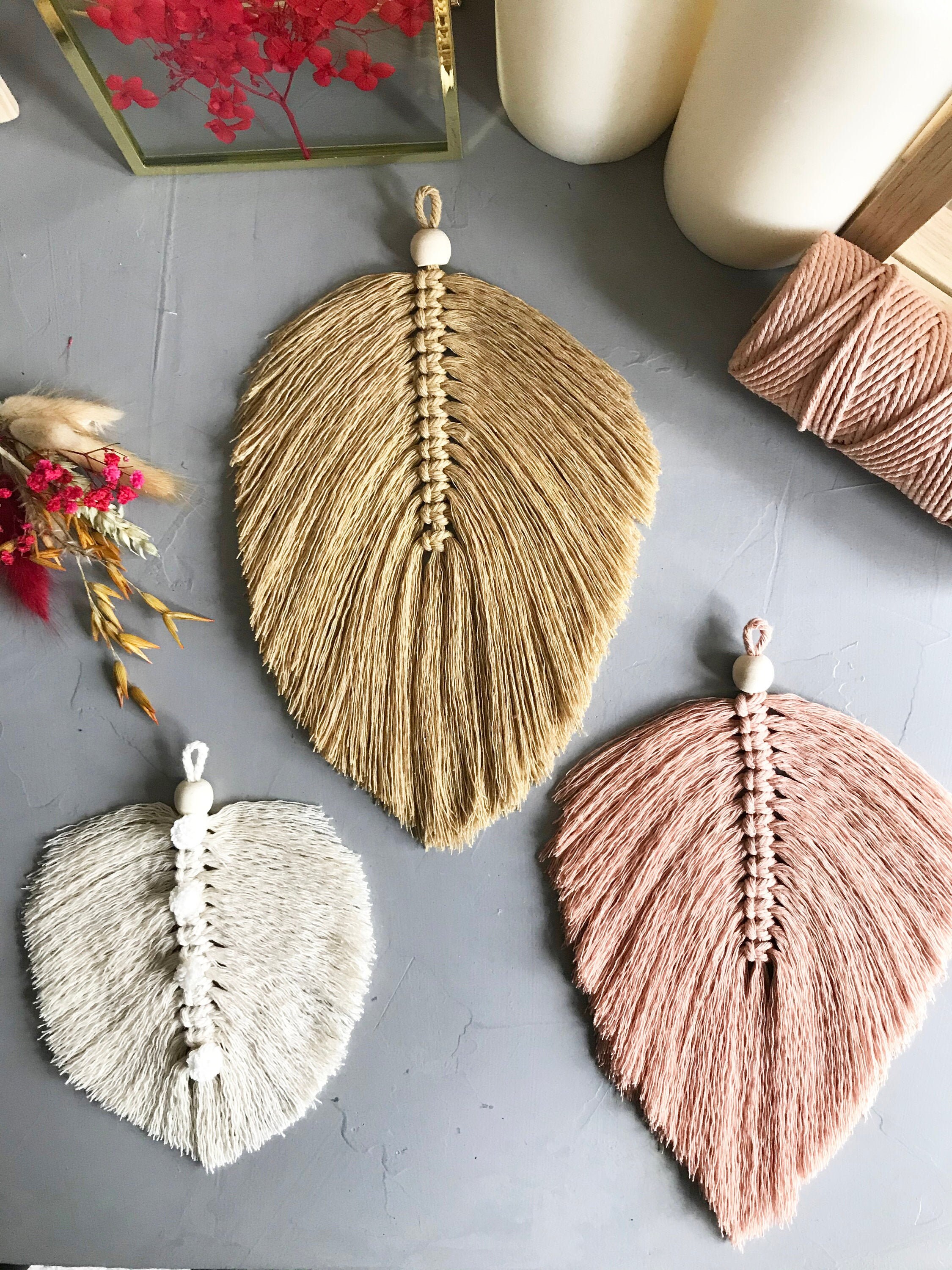 Feuille Macramé et Fleurs Séchées