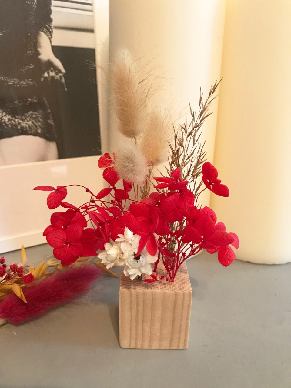 Support Bois et Fleurs Séchées/Hauteur 15cm Largeur 8cm