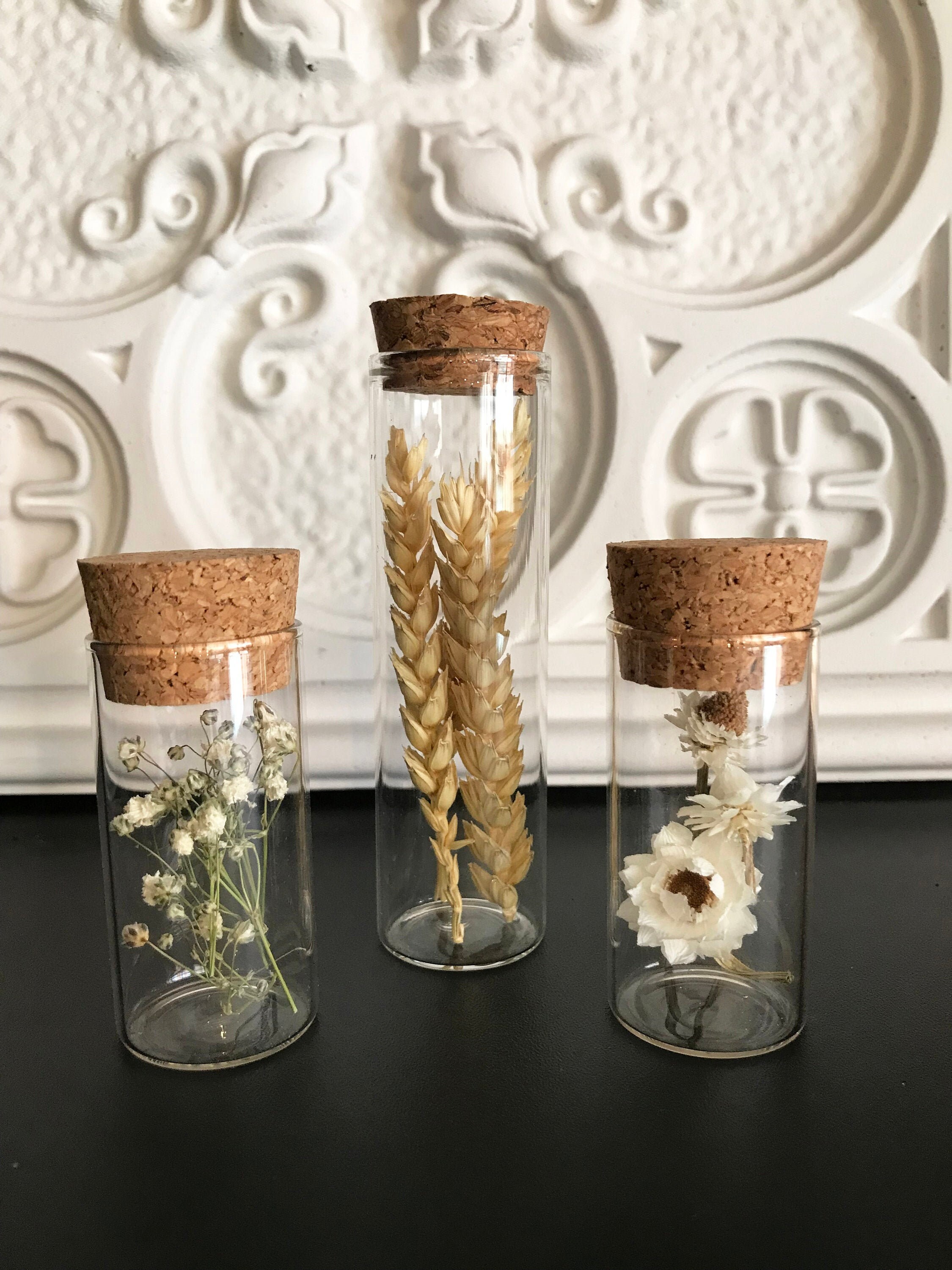 Fiole et Fleurs Séchées Lot de 3