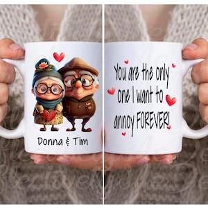 Casal de idosos - Dia dos Namorados/Aniversário - Único que quero irritar para sempre - Caneca e copo de 20 onças - Sublimação, clipart waterslide, png
