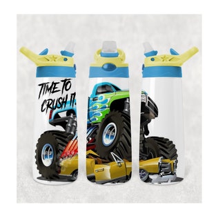 Monster Truck - Es hora de aplastarlo - Plantilla tumbler, sublimación, tobogán de agua, imágenes prediseñadas, descarga digital PNG