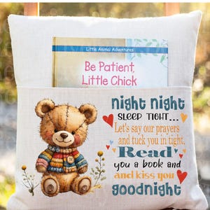 Bear Patchwork Book Pillow Pocket Design: Sublimation PNG File (Digital Download)