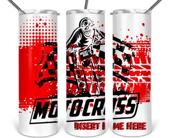 Motocross - Modello skinny tumbler Team Red 20oz, sublimazione, scivolo acqueo, Clipart, download digitale PNG