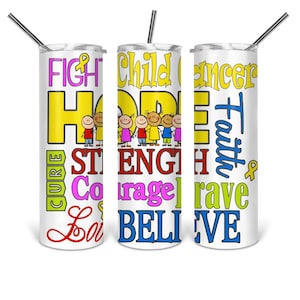Child Cancer Awareness 20oz SkinnyTumbler Template, Sublimation, Waterslide, Clipart,PNG Digital Download