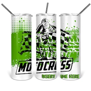 Motocross -Team Green - 20oz Skinny Tumbler and Kids Cup Template, Sublimation, Waterslide, Clipart ,PNG Digital Download