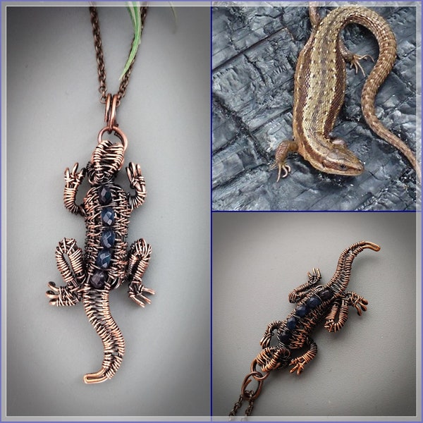 spiritual lizard necklace salamander necklace copper jewelry totem animal jewelry spiritual jewelry for woman birthday gifts for wife gifts