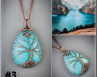 Tree of life pendant turquoise necklace turquoise jewelry spiritual gifts for woman anniversary gifts for wife birthday gifts for girlfriend