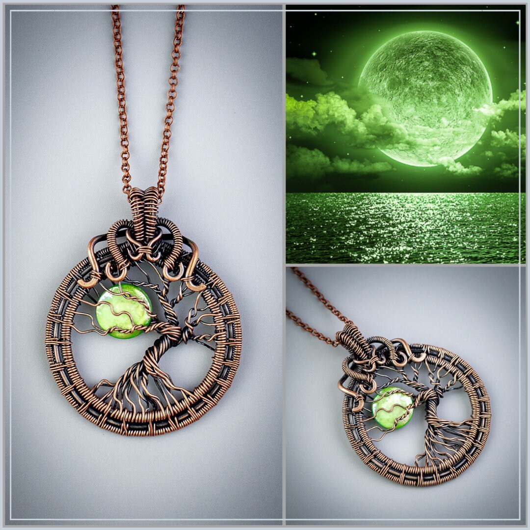 Full Moon Necklace Tree of Life Pendant Spiritual Jewelry Etsy