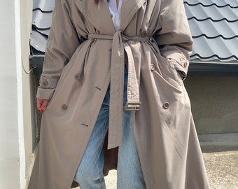 Vintage oversized double-breasted C&A trench coat in beige size XS/M