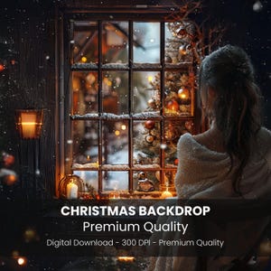 Christmas Window Overlay | Snowy Window Overlays for Winter Decor | Winter Backdrop for Photo| Window Frame & Panes