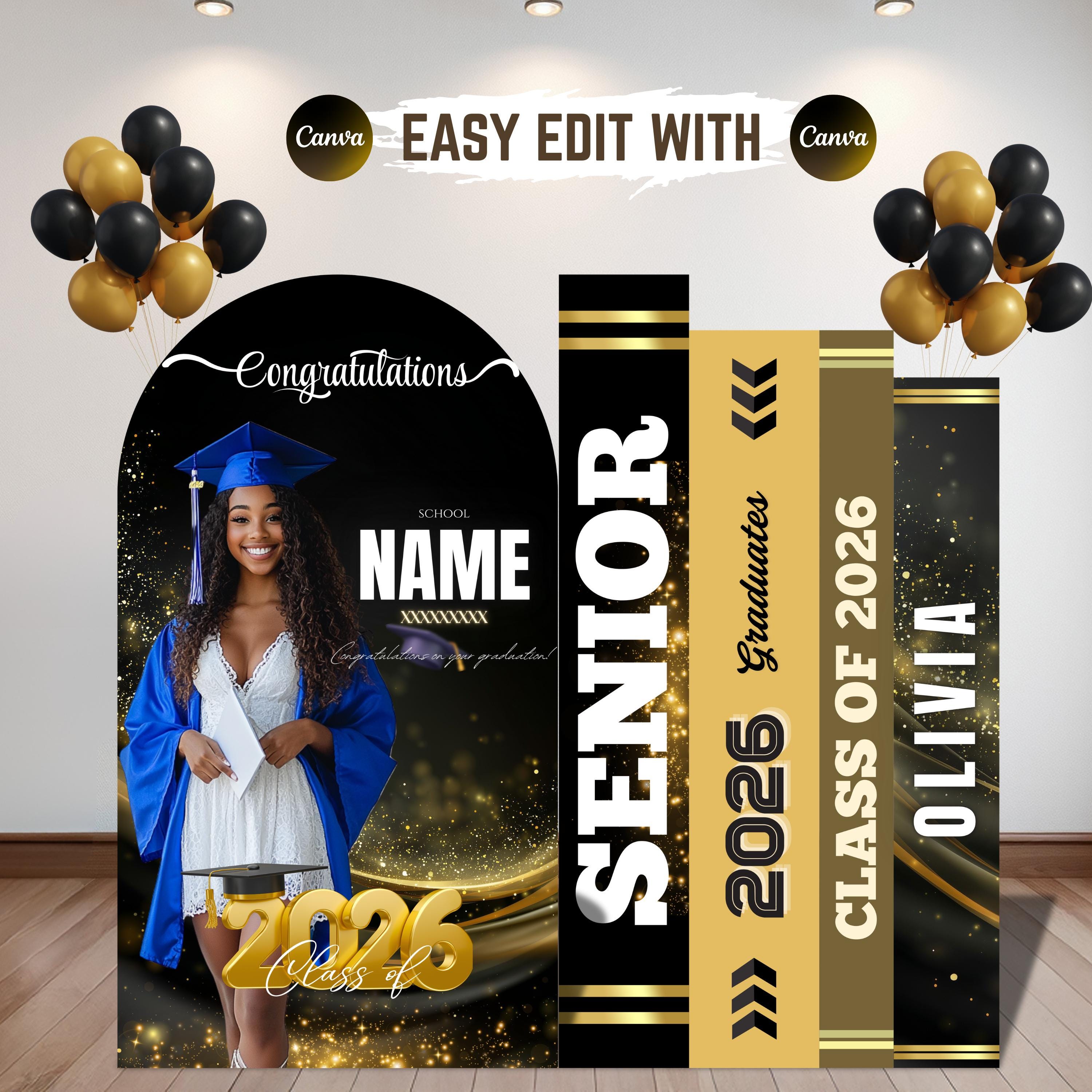 Custom Graduation Backdrop: Editable Canva Template (digital Download ...