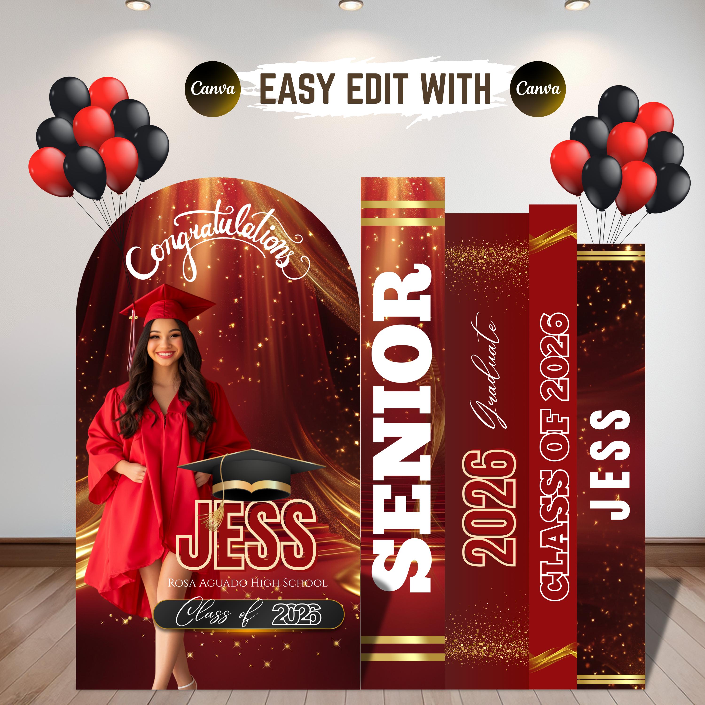 Custom Graduation Backdrop: Editable Canva Template (digital Download ...