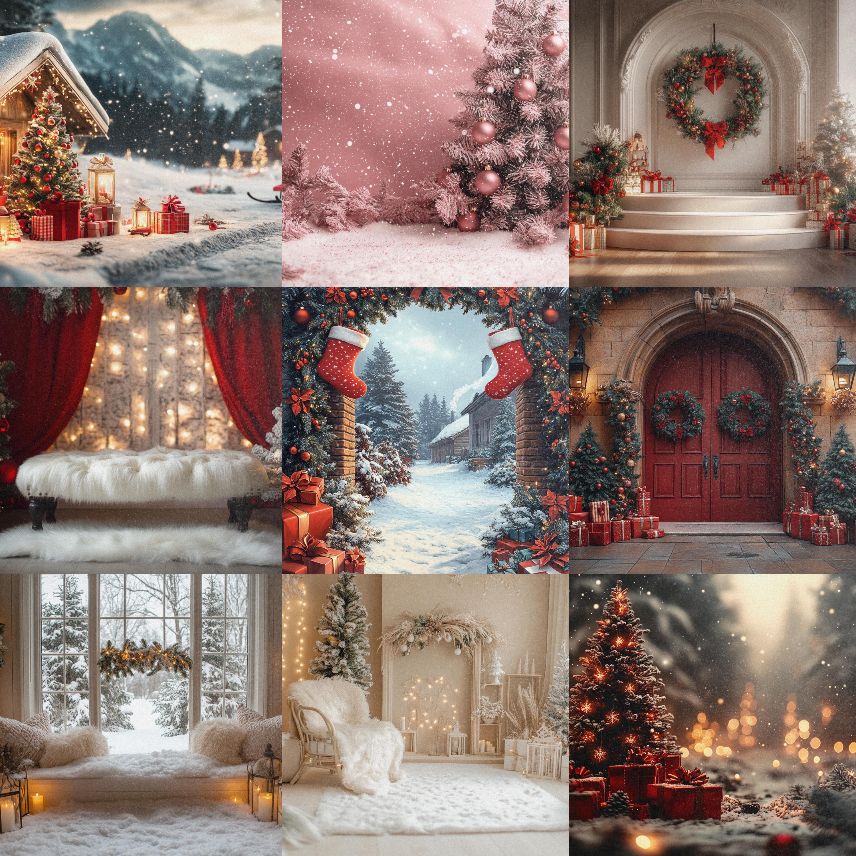 250 Christmas Digital Backdrops: Holiday Photography, Photoshop PNG ...