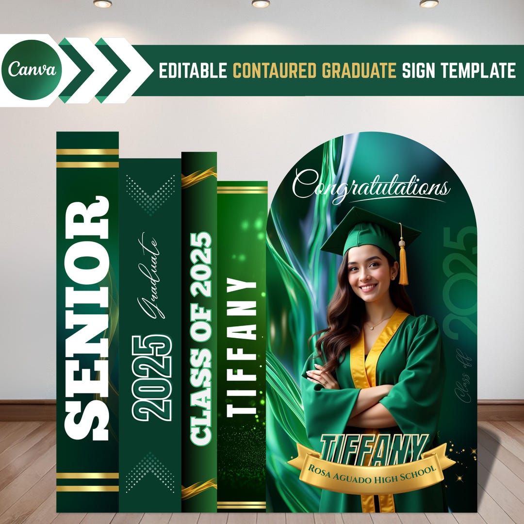 Custom Graduation Decor Editable Canva Template Digital Download Etsy