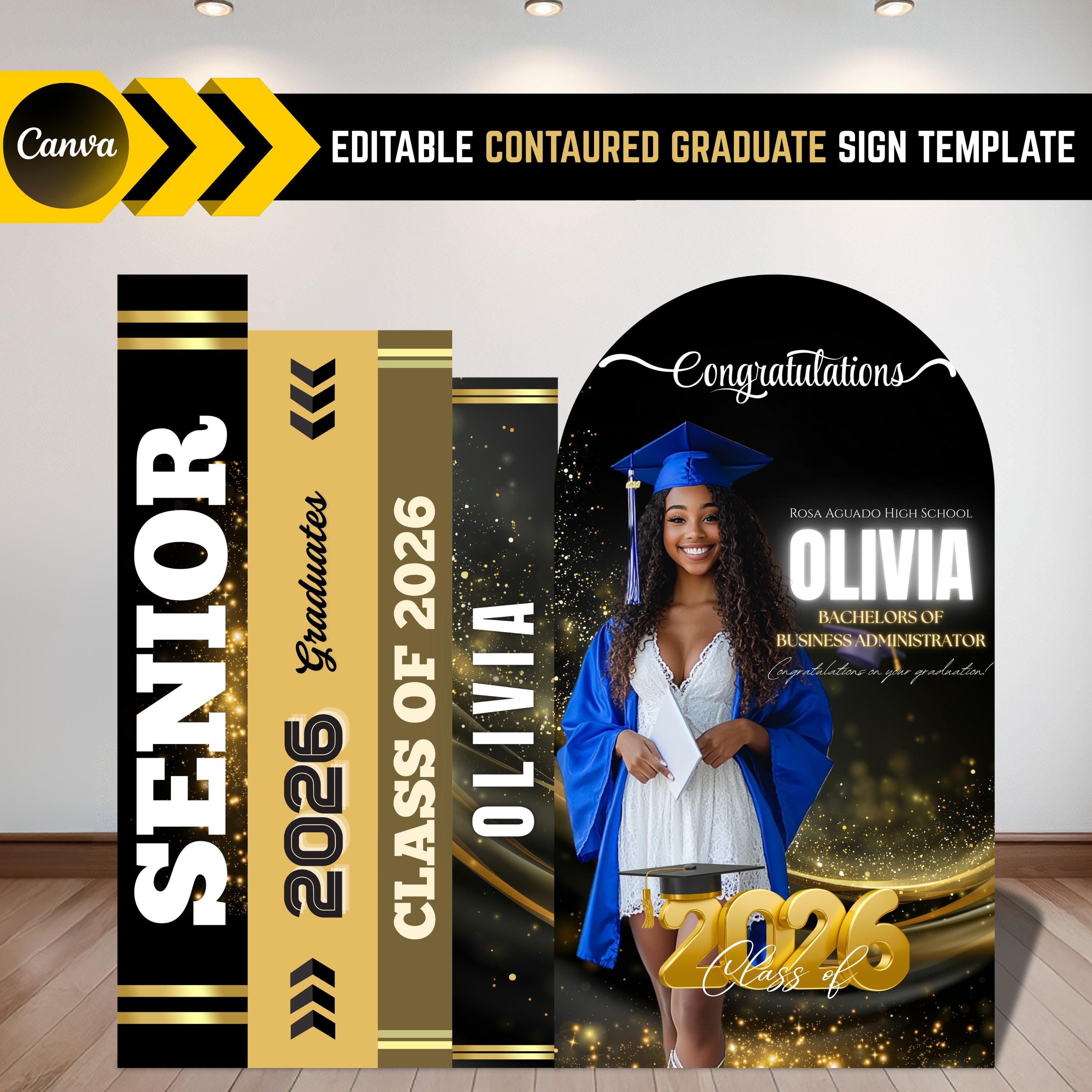Custom Graduation Backdrop: Editable Canva Template (digital Download ...