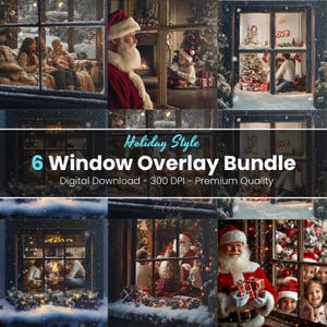 Christmas window overlay bundle , Winter window overlays, window frame, winter window, window panes, PSD + PNG , Christmas Background,