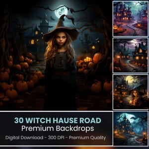 30 Halloween Backdrop, Haunted House, Scary Halloween Backdrop, Fantasy Fall Path, Halloween Background, Halloween photo backdrop