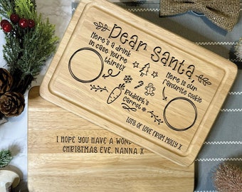 Snacks for Santa, Personalised Christmas Eve Treat Board for Santa | Laser Engraved | Santa Plate | Reindeer Treats / Santa Tray