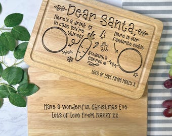Snacks for Santa, Personalised Christmas Eve Treat Board for Santa | Laser Engraved | Santa Plate | Reindeer Treats / Santa Tray