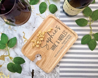 Personalised Wine And Nibbles Board | Cheese And Wine Board | Drinks Board | Serving Board | Cheese And Wine Tray | Wine Glass Holder