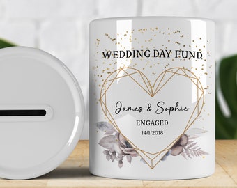 Personalised Wedding Fund Money Box, Engagement Gift For Couples, Custom Engagement Gift, Piggy Bank, Savings Jar, Wedding Savings