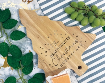 Christmas Tree Shaped Chopping/Cheese Board | Any Message Personalised Chopping Board | Christmas Table Gift | Cheese Board / Xmas Gift