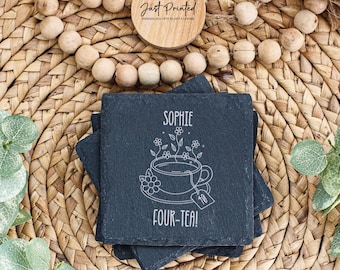 Personalised Engraved Slate Coaster | Mug Coaster | Four-Tea | 40th Birthday | Custom Birthday Gift | 40th Birthday Gift | Any Age