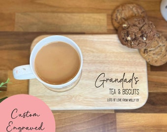 Personalised Engraved Wooden Tea & Biscuits Board | Serving Board | Valentine’s | Birthday | Housewarming | Tea and Biscuit | Mothers Day