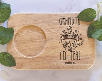 Personalised Engraved Tea & Biscuits Board | Serving Board | Grandma Fif-Tea | 50th Birthday | Tea and Biscuit | Grandma's 50th Birthday