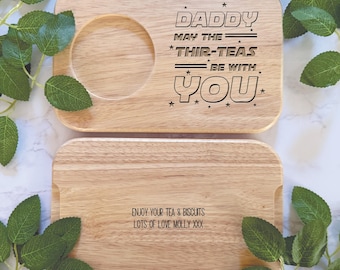 Personalised Engraved Star Wars Theme Tea & Biscuits Board, Serving Board | Thir-Tea | 30th Birthday | Tea and Biscuit | 30's Birthday Gift