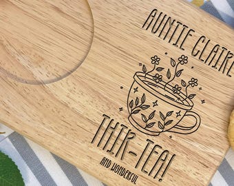 Personalised Engraved Tea & Biscuits Board | Serving Board | Aunties Thir-Tea | 30th Birthday | Tea and Biscuit | Aunts 30th Birthday