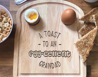 Personalised Egg & Toast Board | Breakfast Dippy Eggs Board | Egg-Cellent Egg Board | Dippy Egg and Soldiers | Unique Breakfast Board Gift