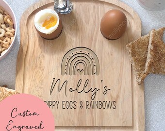 Personalised Egg & Toast Board | Breakfast Dippy Eggs Board | Personalised Egg Cup | Dippy Egg and Rainbows | Unique Breakfast Board Gift