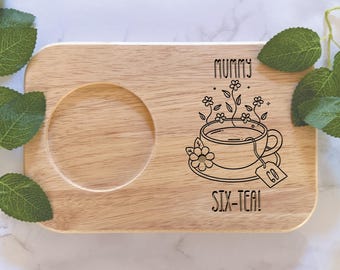 Personalised Engraved Tea & Biscuits Board, Serving Board | Six-Tea | 60th Birthday | Tea and Biscuit | 60th Birthday Gift | Any Age | Name