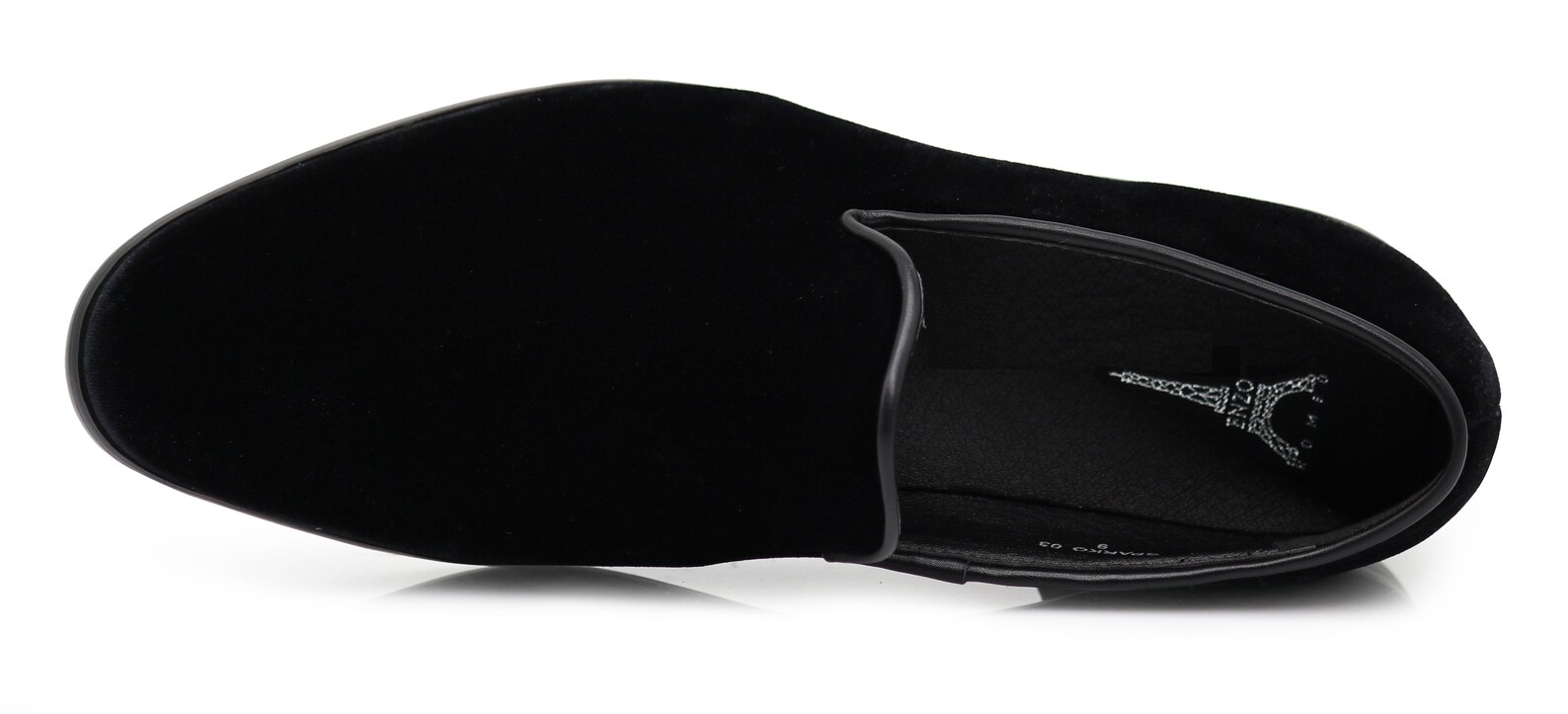 tuxedo with velvet loafers
