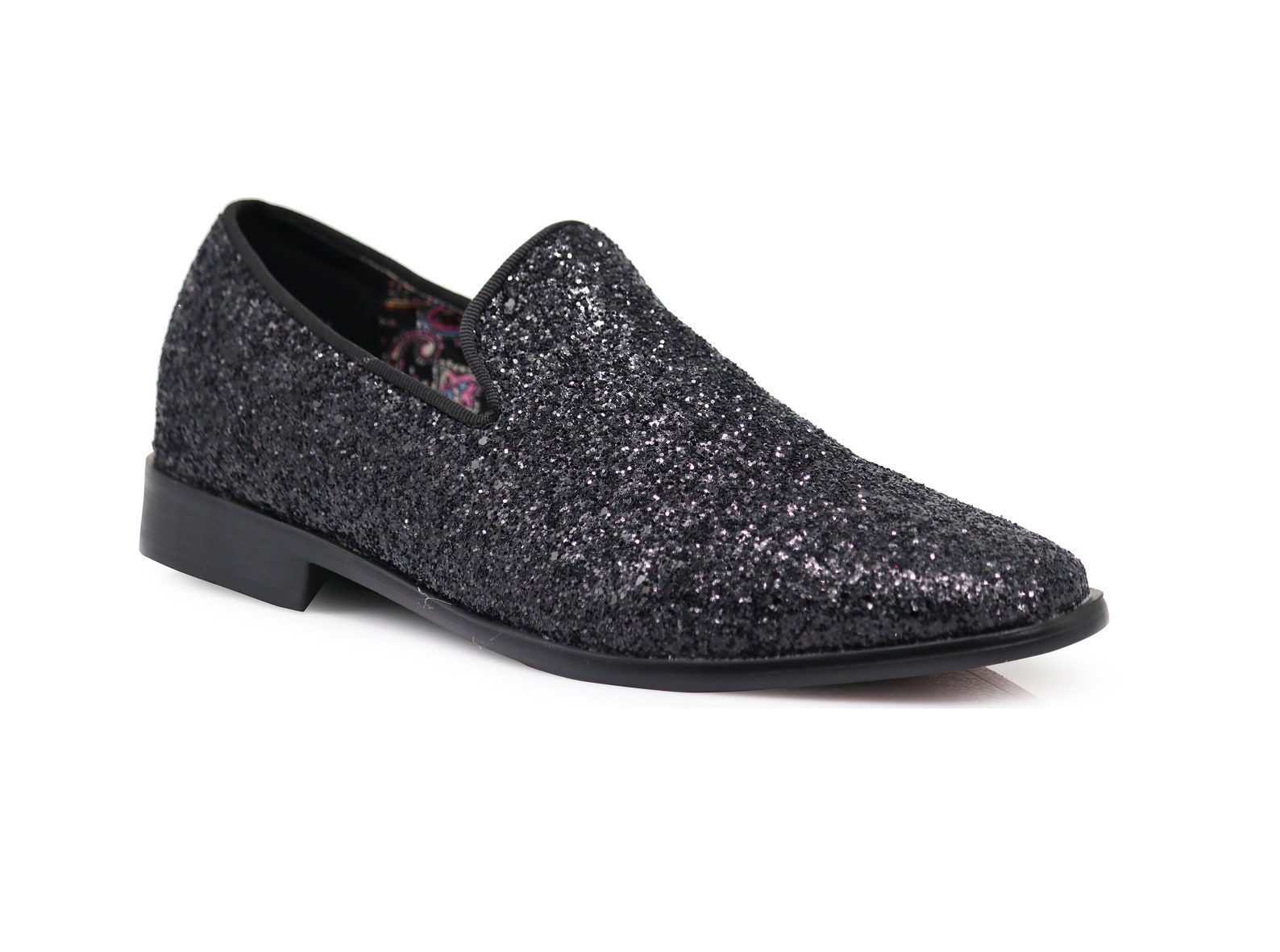Men Black Sparkle Formal Dress Loafer Slip On Shoes | Etsy