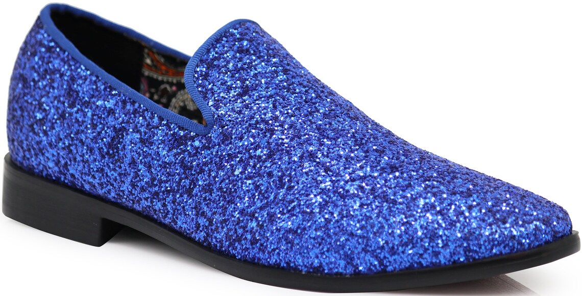 Men Royal Blue Sparkle Formal Dress Loafer Slip On Shoes | Etsy