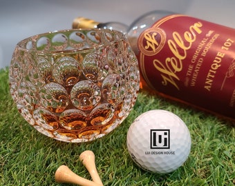 Set of 4 Golf Ball Whiskey Glass | Whisky Glass | Rocks Glass | Bourbon Glass | Groomsmen Gift | Golf Gift | Scotch Glass |