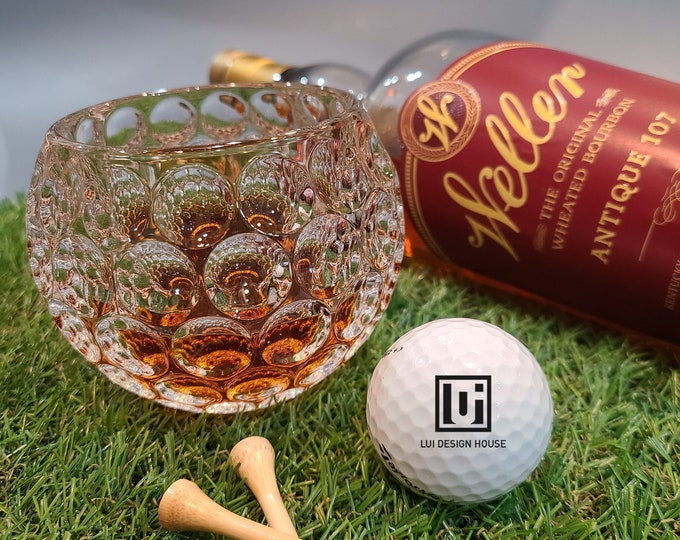 Set of 2 Golf Ball Whiskey Glass | Whisky Glass | Rocks Glass | Bourbon Glass | Groomsmen Gift | Golf Gift | Scotch Glass |
